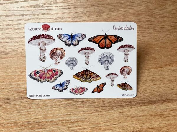 Planilla de stickers Mariposa y hongos - Imagen 2